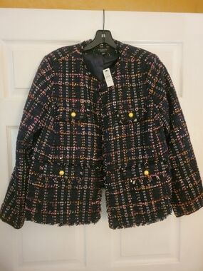 Talbots Navy Multi Tweed Bouclé Jacket